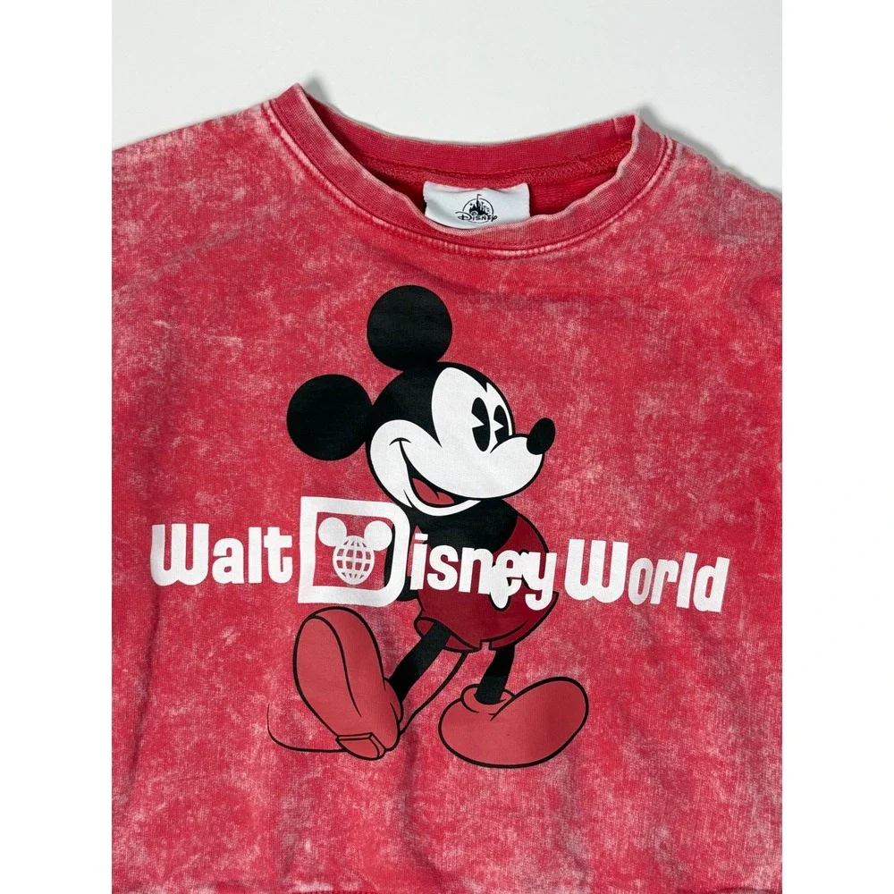 Disney 4T Mickey Mouse Sweatshirt Kids Red Excellent Acid Wash Walt Disney World